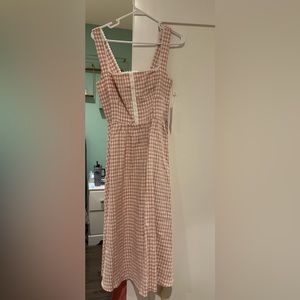 Reformation Tagliatelle pink check dress